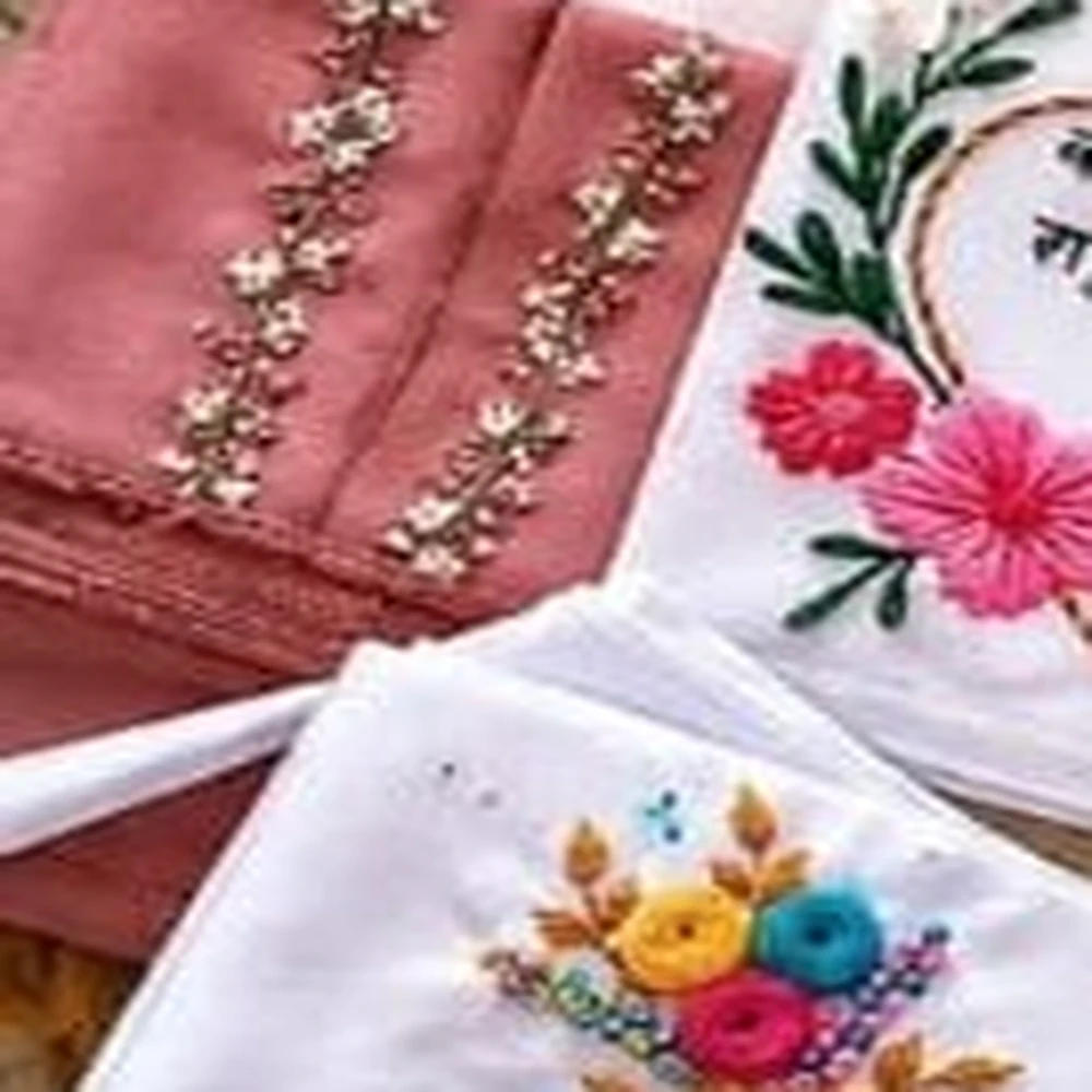 Royal Punjabi Hand-Embroidered Velvet & Silk Suit (Custom Stitched) shot 5